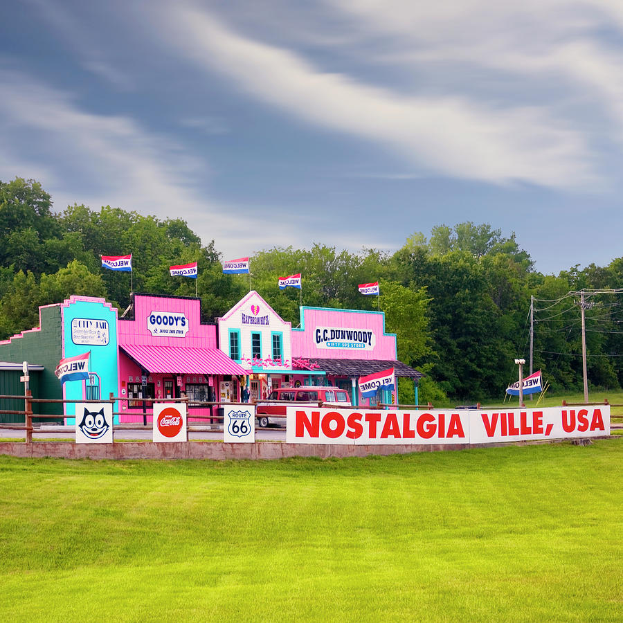 Nostalgiaville USA square Photograph by Bob Pardue