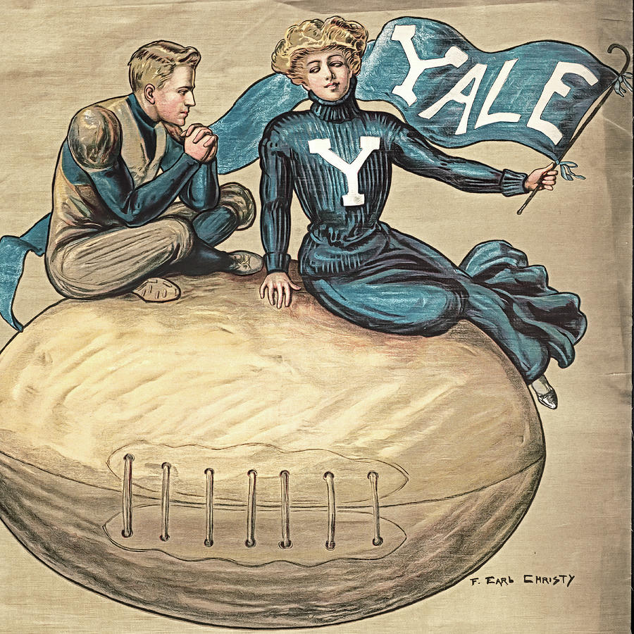 Nostalgic Yalies - Antique Yale University Football Poster Drawing