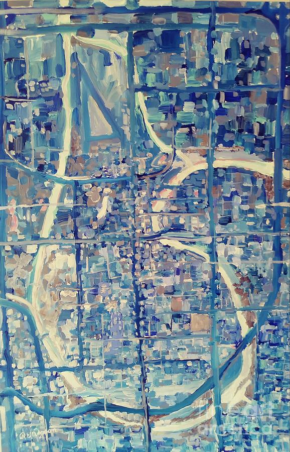 Not a Map, Blue Painting by Rodger Ellingson