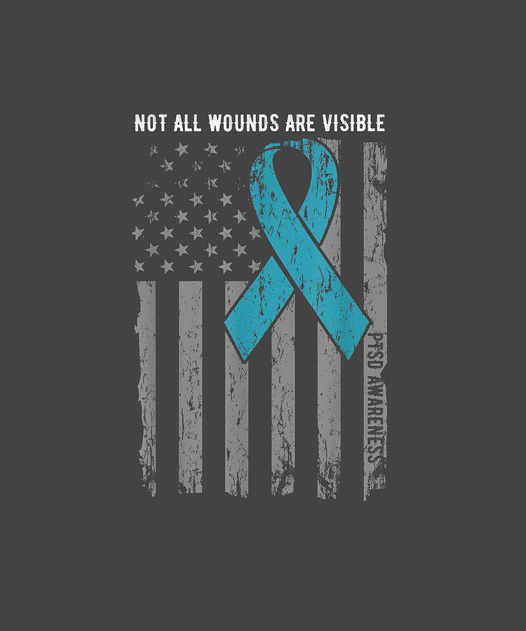 Multicolor 16x16 Vepa Posttraumatic Stress Disorder PTSD Awareness Not All Wounds Visible Military Tag USA Flag PTSD Gift Throw Pillow
