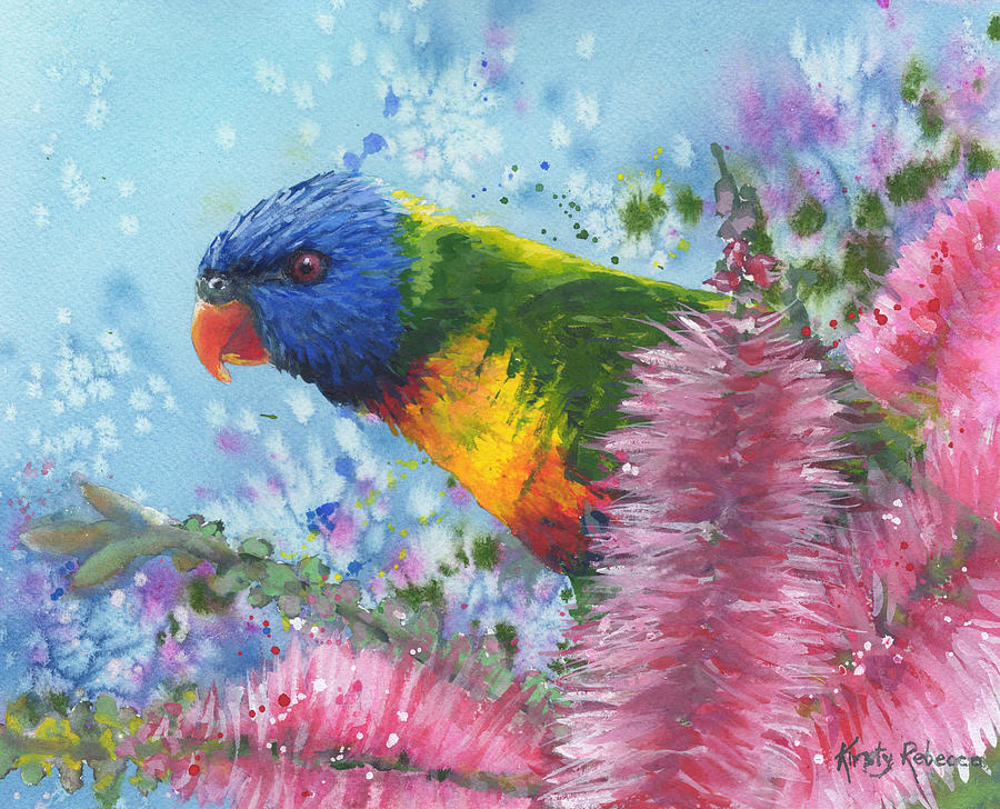 Parrot Painting - Morning Feed by Kirsty Rebecca