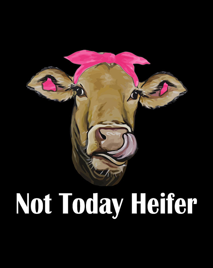 Not Today Heifer Funny Cow Head Colorful Red Bandana T Digital Art