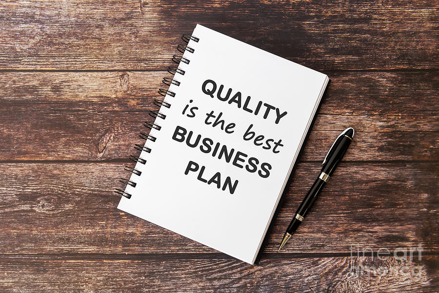 Note Pad With Inspirational Quotes  - Quality Is The Best Business Plan Photograph