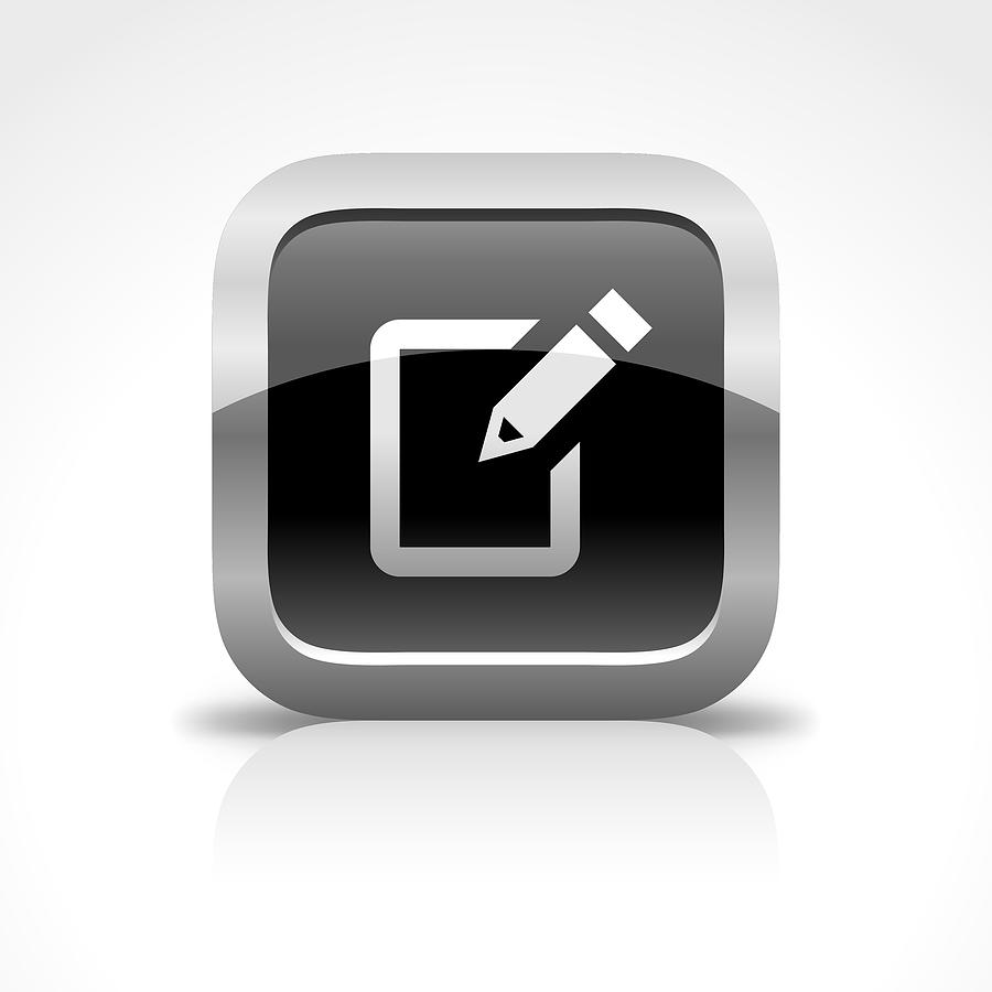 Notepad and Text Message Glossy Button Icon Drawing by Kenex