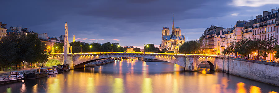 Notre-Dame and Pont de la Tournelle at night Photograph by David Briard