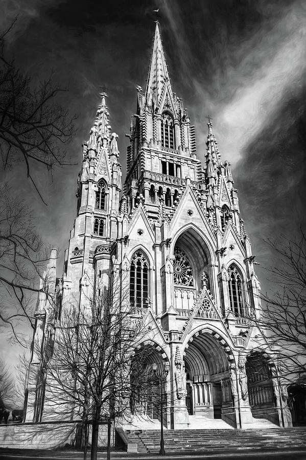 Notre Dame de Laeken in Brussels Black and White  Photograph by Carol Japp