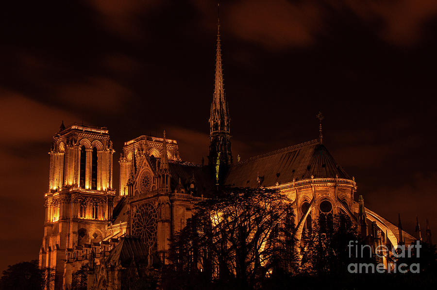 Notre-Dame de Paris after Dark Photograph by Bob Phillips