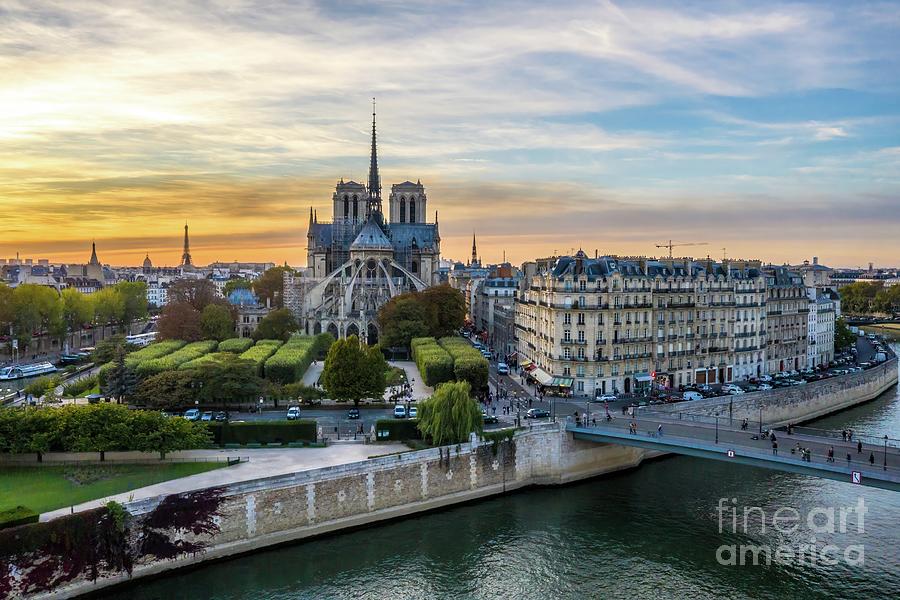 Notre Dame De Paris At Sunset Photograph
