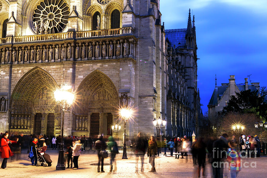 Notre Dame de Paris Night Lights in France Photograph by John Rizzuto