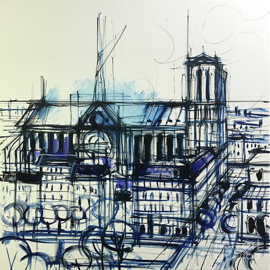 Notre Dame de Paris oil painting sketch  Painting by Mona Edulesco