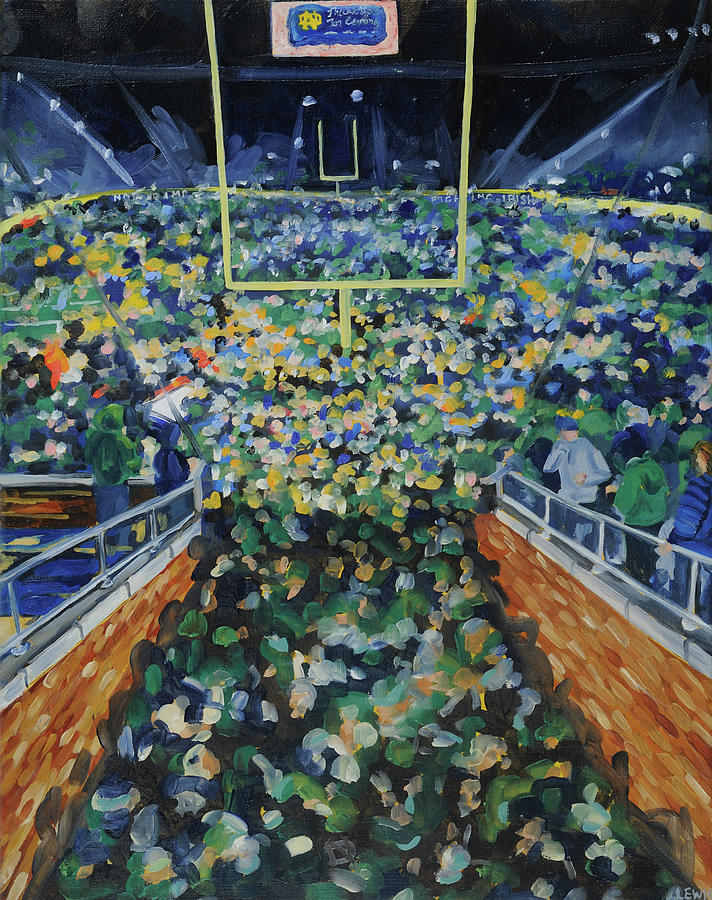 University Of Notre Dame Painting - Notre Dame Field Rush by Anne Lewis