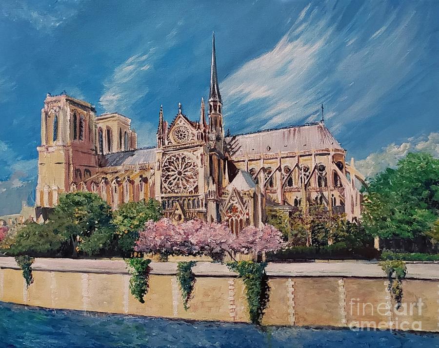 Notre Dame Painting by Merana Cadorette