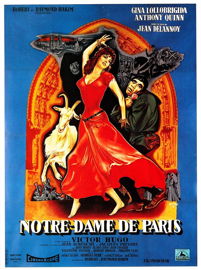 Anthony Quinn Mixed Media - Notre Dame of Paris, 1956 - art by Rene Peron by Movie World Posters
