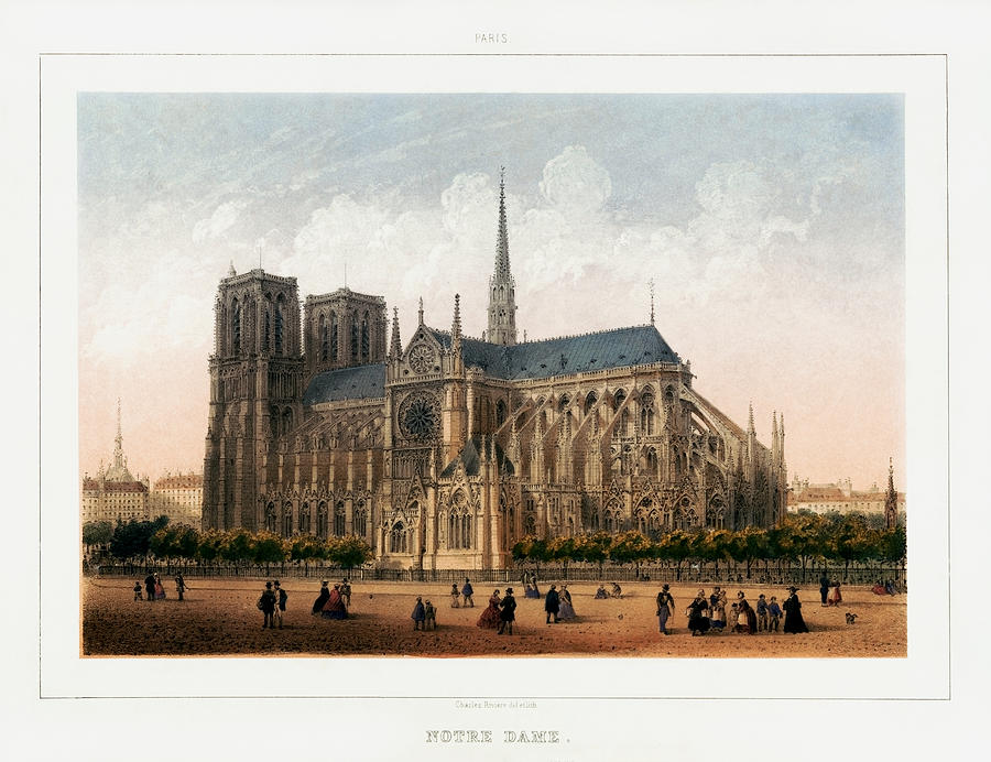Notre Dame - Paris France - Circa 1875 Painting by War Is Hell Store