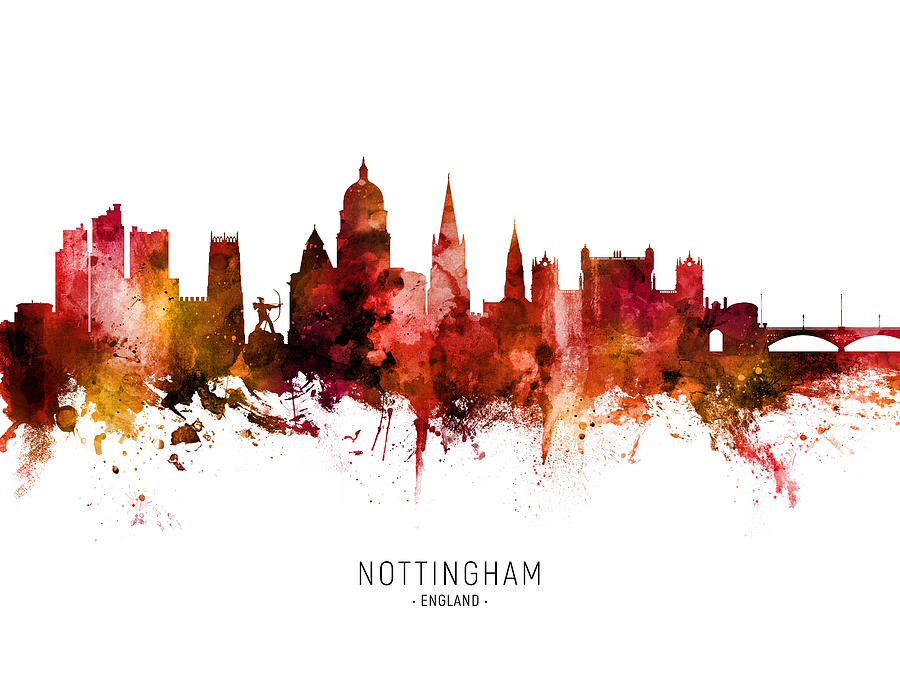 Nottingham England Skyline #39 Digital Art by Michael Tompsett