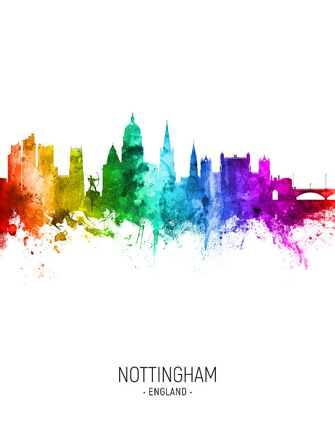 Nottingham England Skyline #49 Digital Art by Michael Tompsett