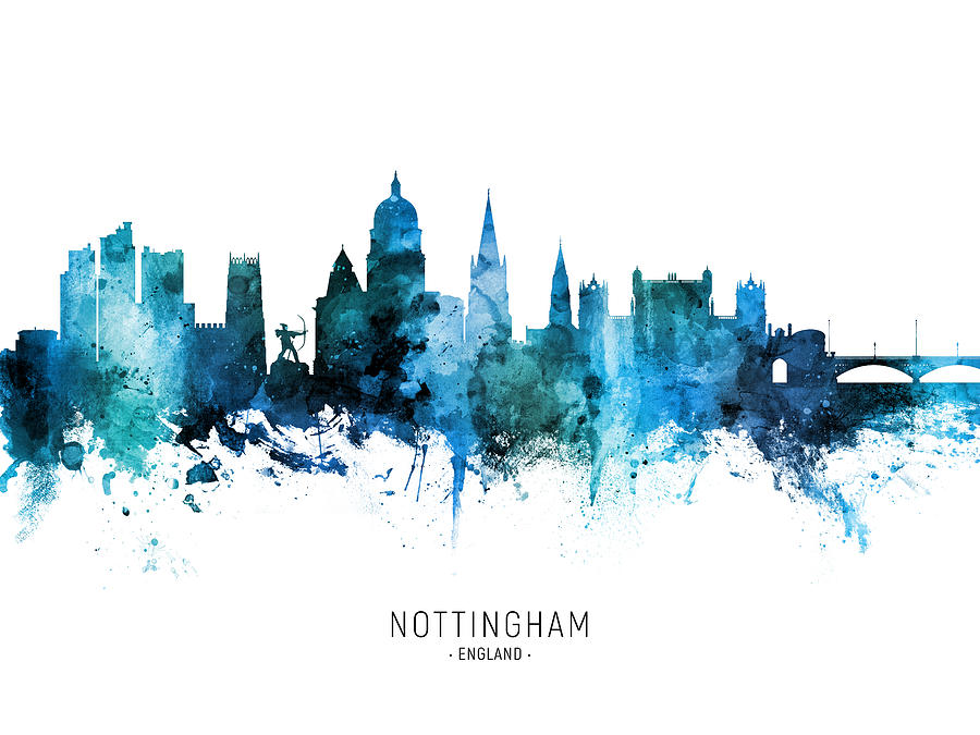 Nottingham England Skyline #79 Digital Art by Michael Tompsett