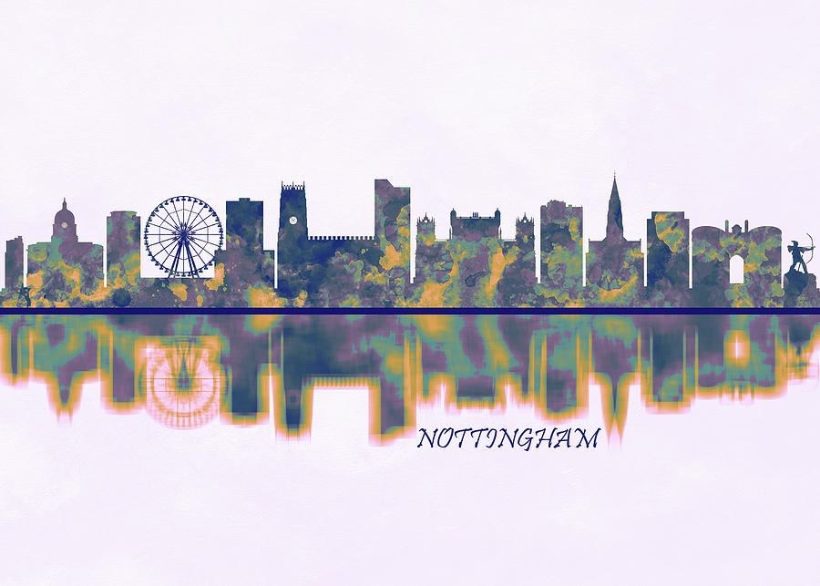 Nottingham Skyline Mixed Media by NextWay Art - Pixels