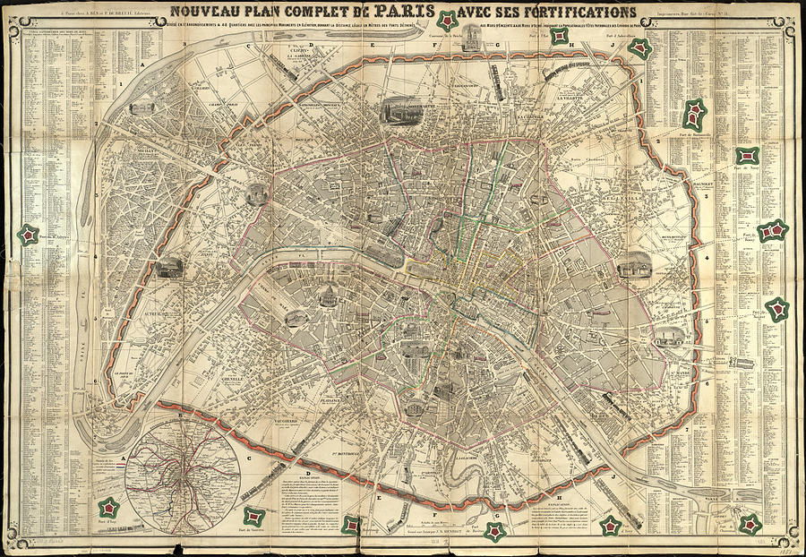 Nouveau plan complet de Paris avec ses fortifications, 1851 - UWM ...