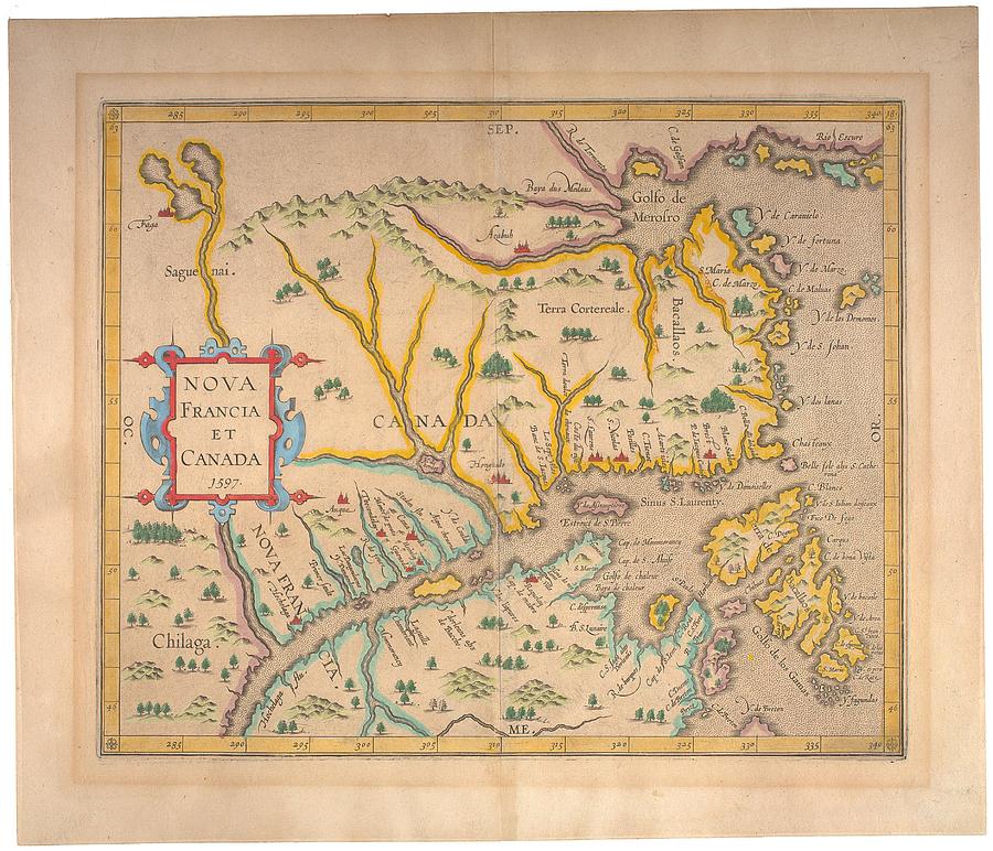 Nova Francia And Canada, 1597, By Cornelis Van Wytfliet, A Geographer From Leuven In The Habsburg Ne Painting