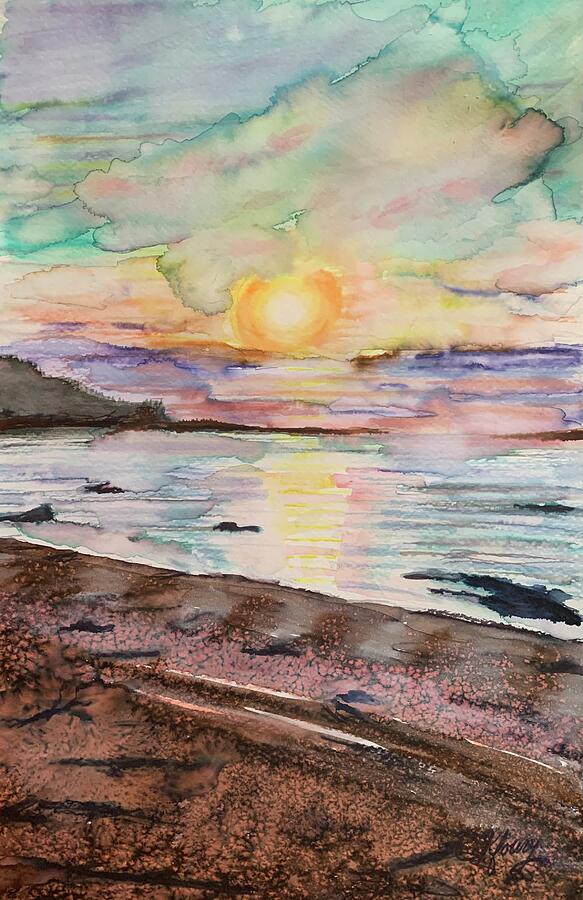 Nova Scotia Sunset  Painting by Christine Kfoury