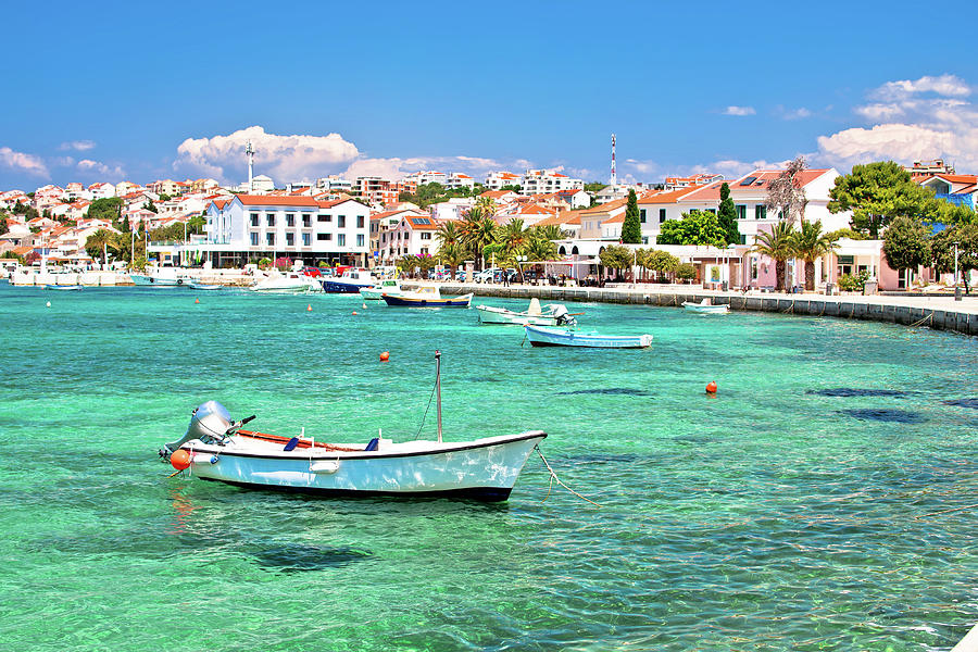 Novalja, island of Pag. Town of Novalja colorful waterfront view ...