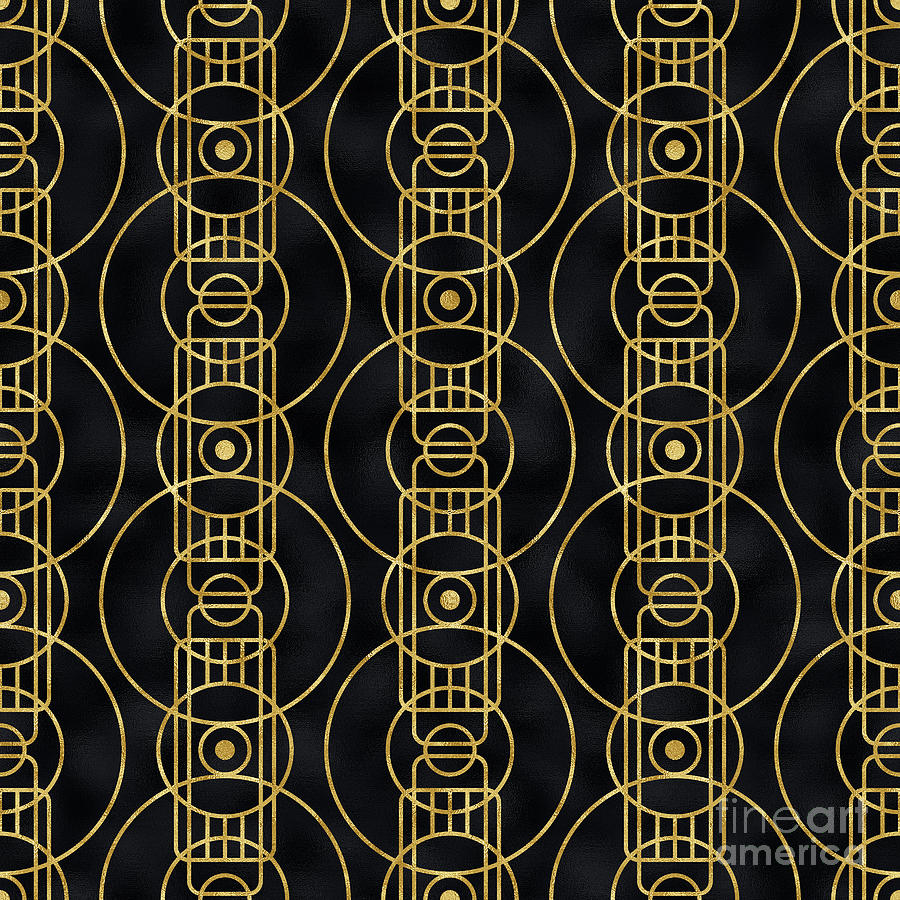 Noveau - Gold Black Art Deco Seamless Pattern Digital Art by Sambel Pedes