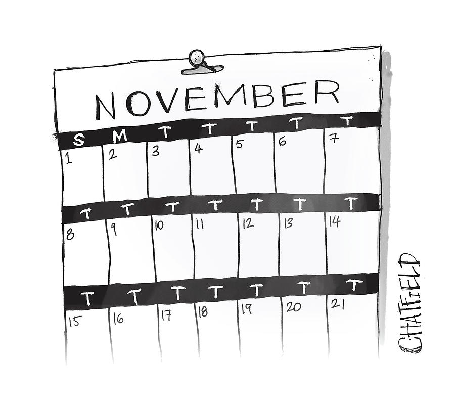 November Calendar Drawing by Jason Chatfield and Scott Dooley