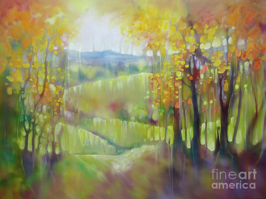 Tree Painting -  November Glowing by Gill Bustamante