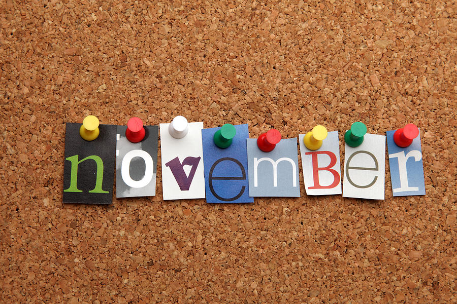 November pinned on noticeboard Photograph by Mattjeacock