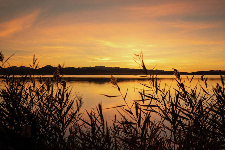 November Sunset at Utah Lake Photograph by K Bradley Washburn