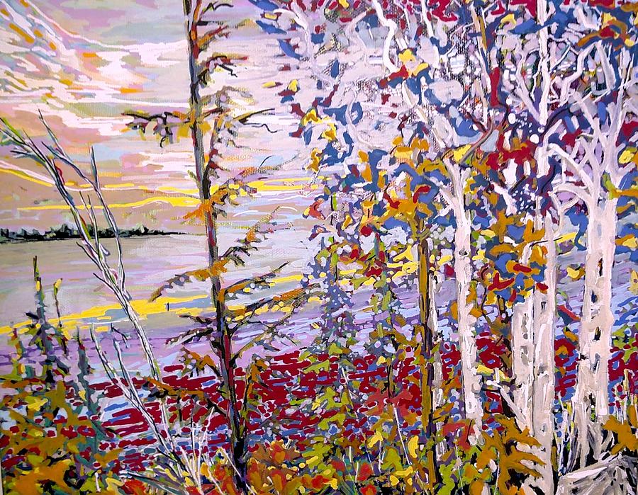 November sunset on Lake Huron Painting by Marysue Ryan