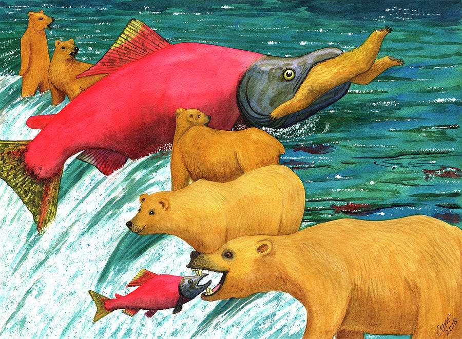 Salmon Painting - Now thats a keeper by Catherine G McElroy