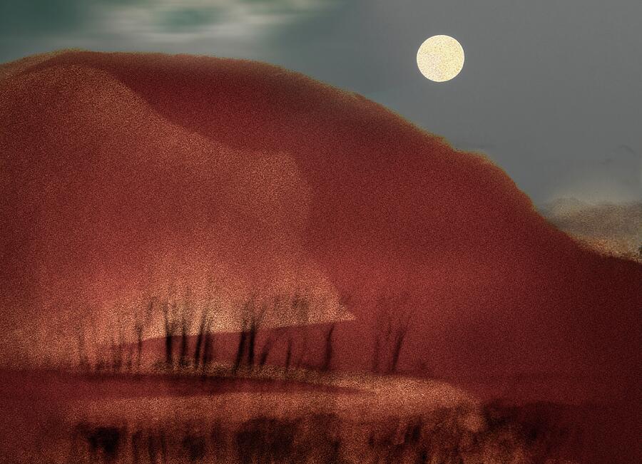 NoWhere Landscape Moon and Trees Digital Art by John Hansen