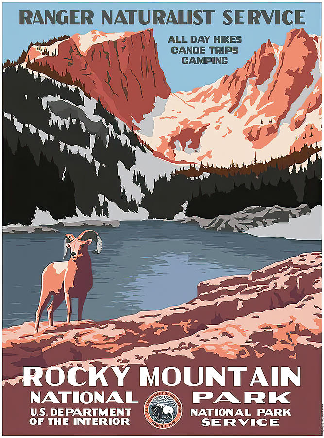 NPS Rocky Mountain National Park Vintage WPA Style Travel Art Poster 2