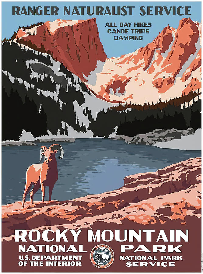 NPS Rocky Mountain National Park Vintage WPA Style Travel Art Poster 2 Painting by Eric Glaser