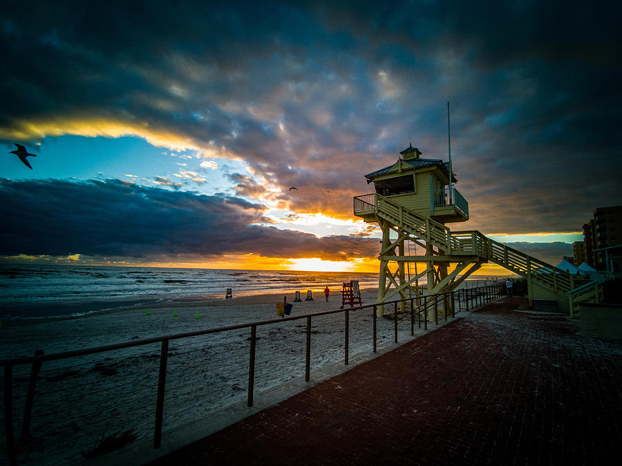 NSB Lifeguard Tower at Sunrise #2 Photograph by Danny Mongosa
