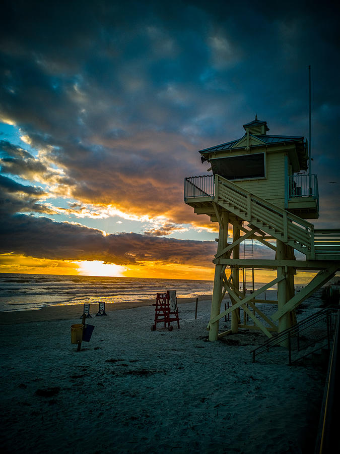 NSB Lifeguard Tower at Sunrise #1 Photograph by Danny Mongosa