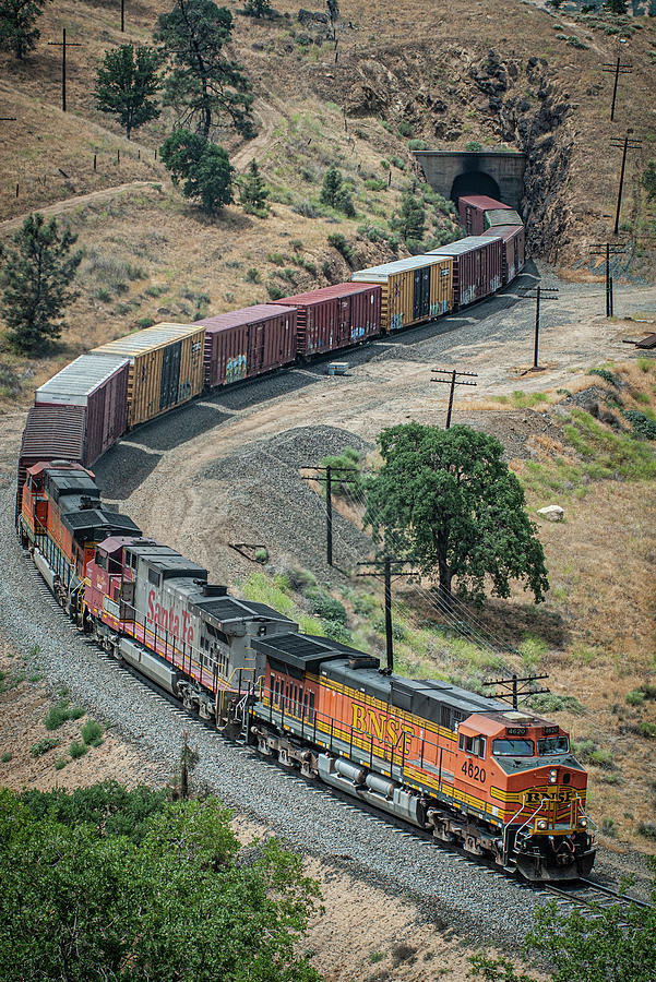 BNSF 4620 leads a mixed freight through the Tehachapi mountains Photograph by Jim Pearson