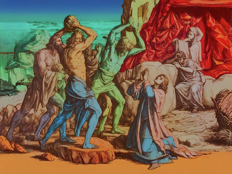 Religion Digital Art - NT Acts fourth -- Stoning of Stephen by Josef Johann Michel