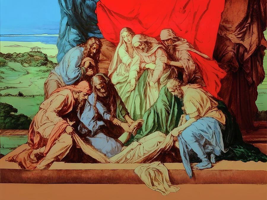 Religion Digital Art - NT Gospel fiftyseven -- The Burial of Jesus by Josef Johann Michel