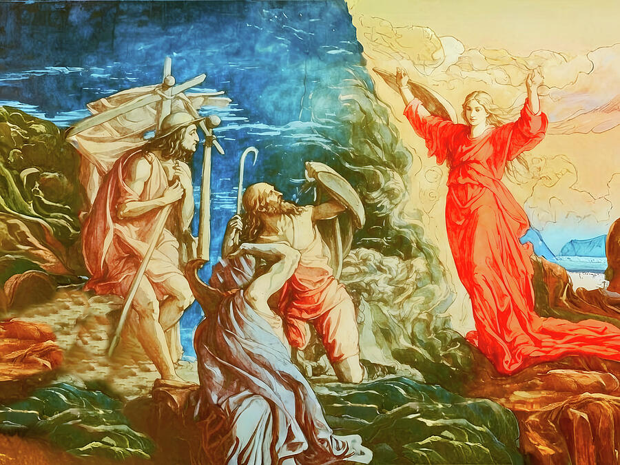 Religion Digital Art - NT Gospel five -- Angel Visits Shepherds by Josef Johann Michel