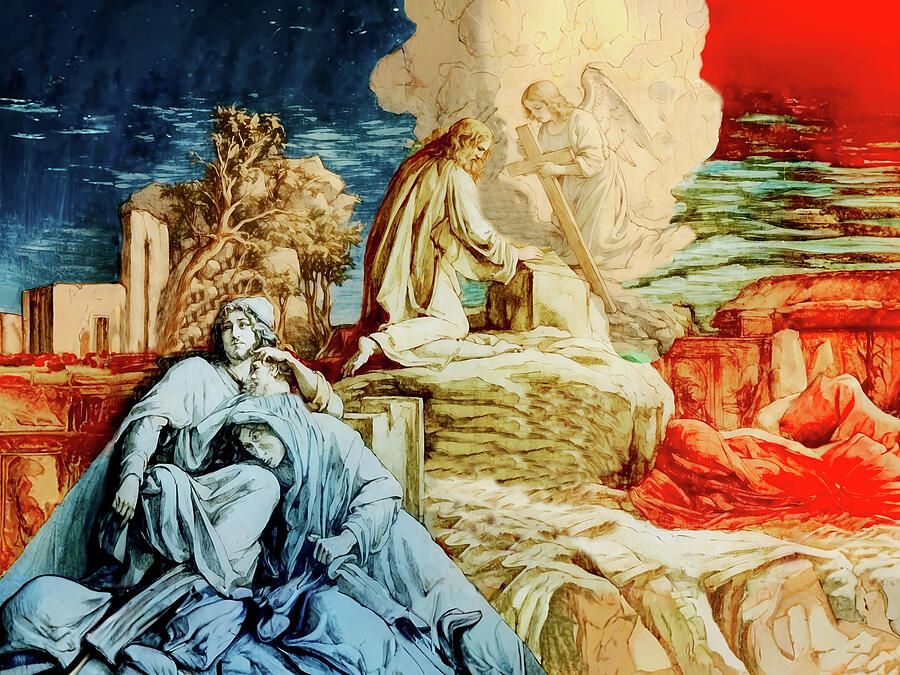 Religion Digital Art - NT Gospel fortyeight -- Garden of Gethsemane by Josef Johann Michel