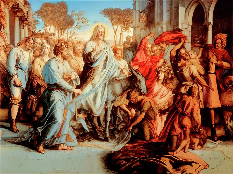 Religion Digital Art - NT Gospel Fourty five -- Triumphal Entry by Josef Johann Michel