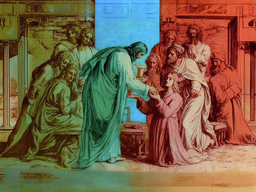 Religion Digital Art - NT Gospel Fourtyseven -- Institution of the Eucharist by Josef Johann Michel