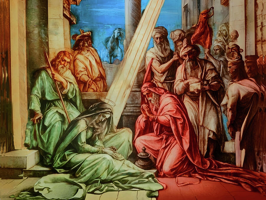 Religion Digital Art - NT Gospel nine -- Visit of the Wise Men by Josef Johann Michel