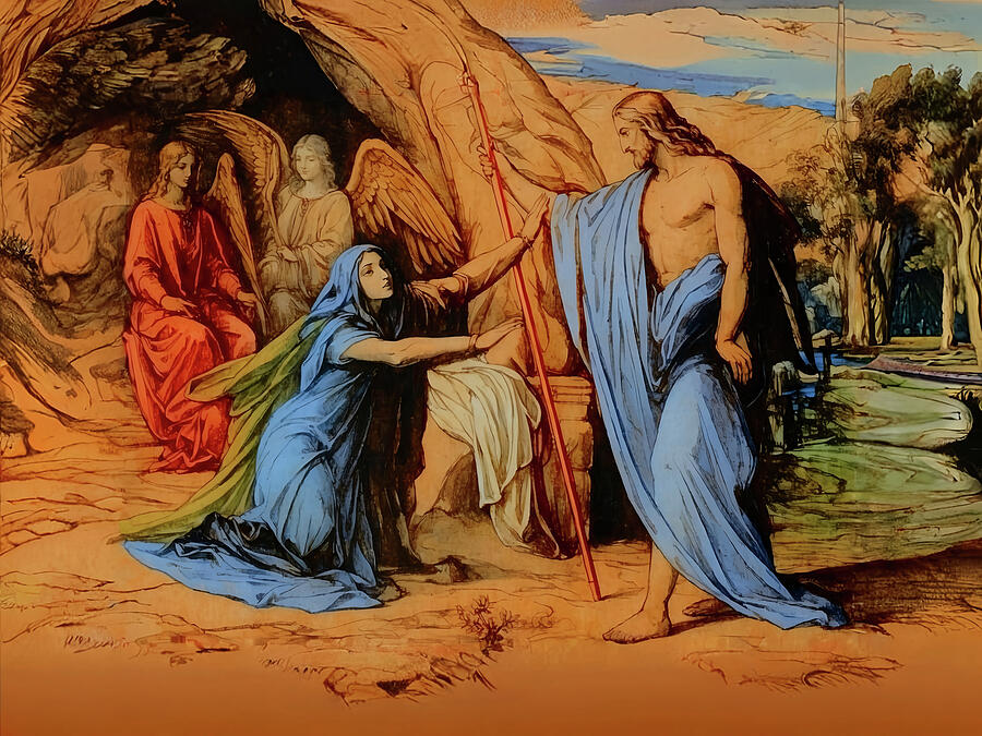Religion Digital Art - NT Gospel sixty -- Jesus Appears to Mary Magdalene by Josef Johann Michel