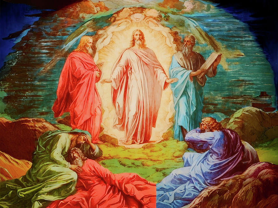 Jesus Christ Digital Art - NT Gospel thirtyfive -- The Transfiguration of Jesus by Josef Johann Michel