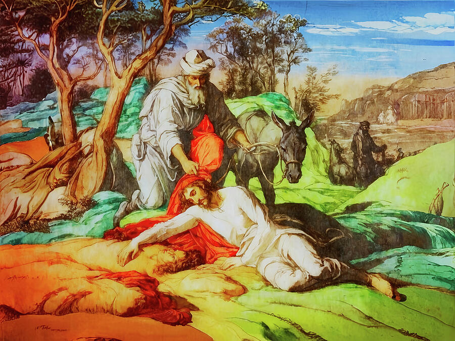 Nature Digital Art - NT Gospel thirtyseven -- Parable of the Good Samaritan by Josef Johann Michel