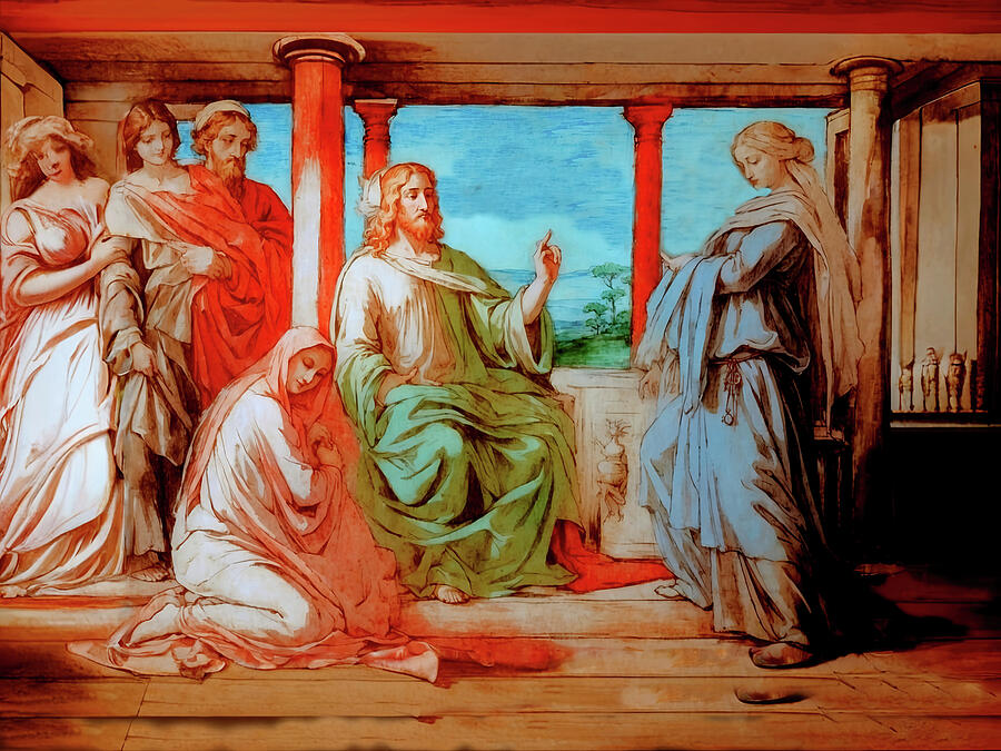 Religion Digital Art - NT Gospel thirtysix -- Mary and Martha by Josef Johann Michel